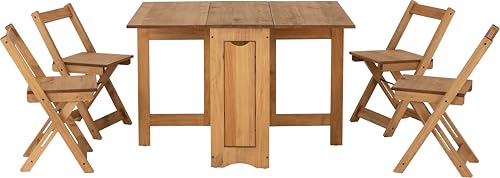 Seconique Santos Butterfly Dining Set - Space Saving, Foldable, Distressed Waxed Pine 3