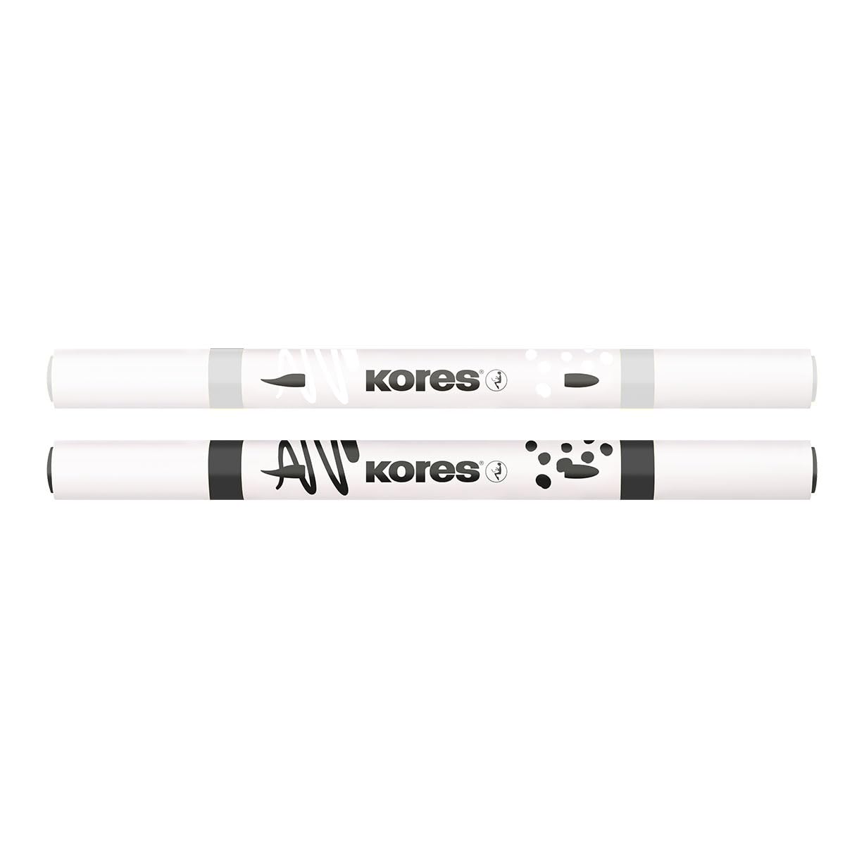 Kores Kreative Marker Acrylic Duo Tip Set - Black & White | Dual-Tip | Multi-Surface 2