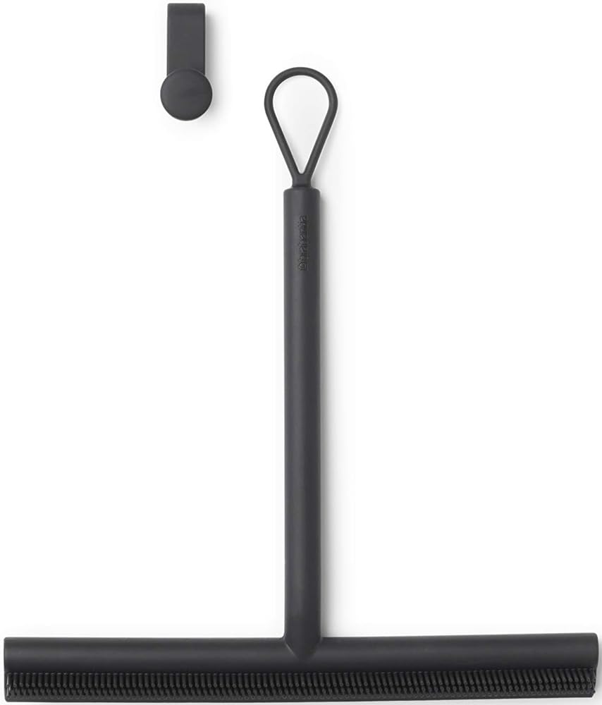 Brabantia Silicone Shower Squeegee with Hook - Stripe-Free Cleaning | Dark Grey | 2 Year Guarantee 1