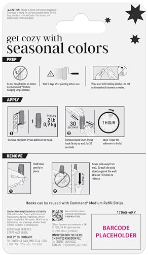 Command Medium Wire Hooks - Damage-Free Hanging | Holds 900g | Latte Brown | 6 Hooks, 8 Strips 12