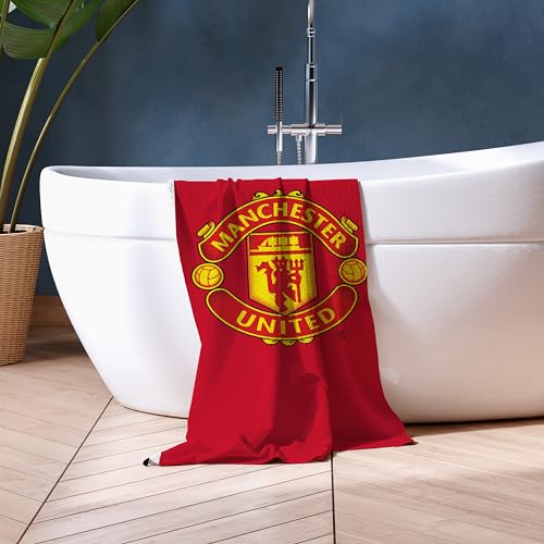 Manchester United Official Beach Towel - 75cm x 150cm | Super Soft Cotton | Red Devils Crest 2