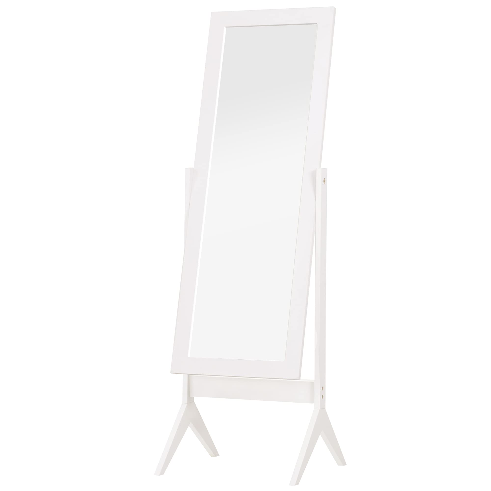 HOMCOM Freestanding Full Length Floor Mirror - Adjustable Angle, White MDF Frame | 148H x 47W cm