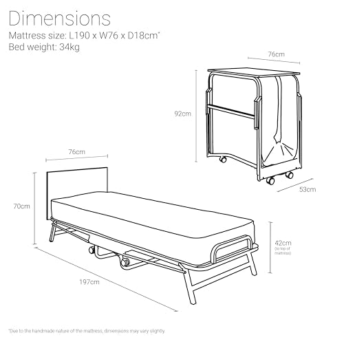 JAY-BE Crown Premier Folding Bed with Deep Sprung Mattress - Single, Contract Use, 190kg Max Weight 3