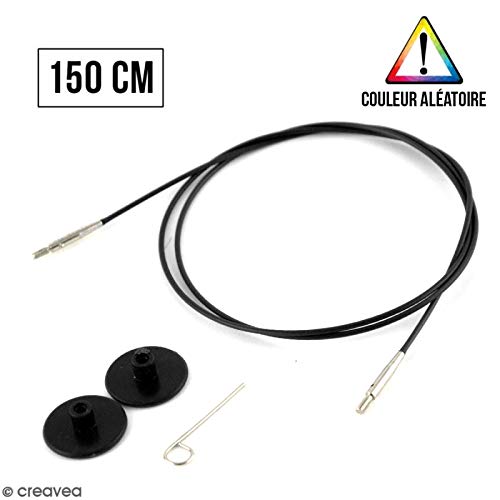 KnitPro Interchangeable Knitting Cable - Black with Silver Connectors | 150cm Length 4