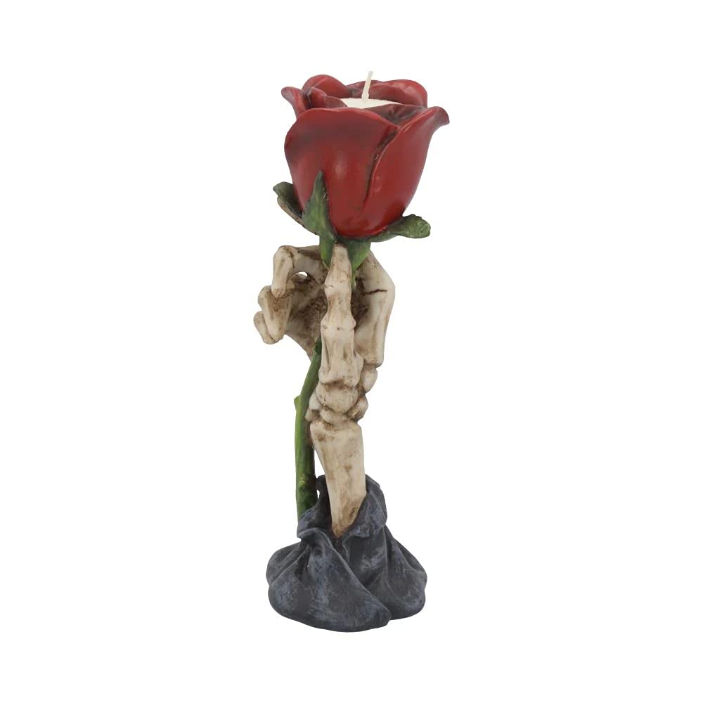 Nemesis Now Eternal Flame Skeleton Hand & Rose Tea Light Holder - Red Resin, 20.5cm 2