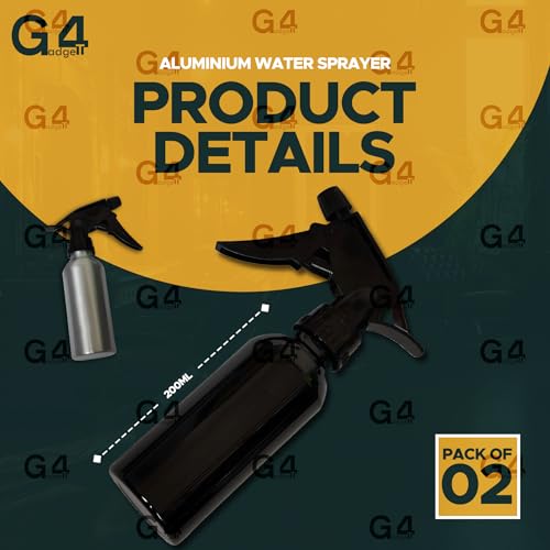 G4GADGET Aluminium Water Sprayer Empty Spray Bottles - 2 Pack, 200ml Refillable | Adjustable Mist/Stream 3