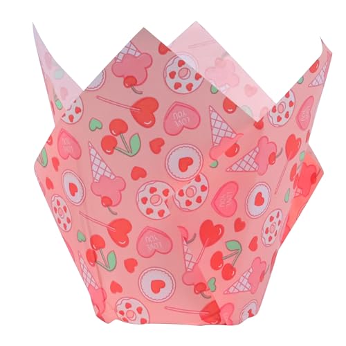 PME Valentines Tulip Muffin Cases - Sweet Love Design | Set of 24 | Grease-Proof Paper 2