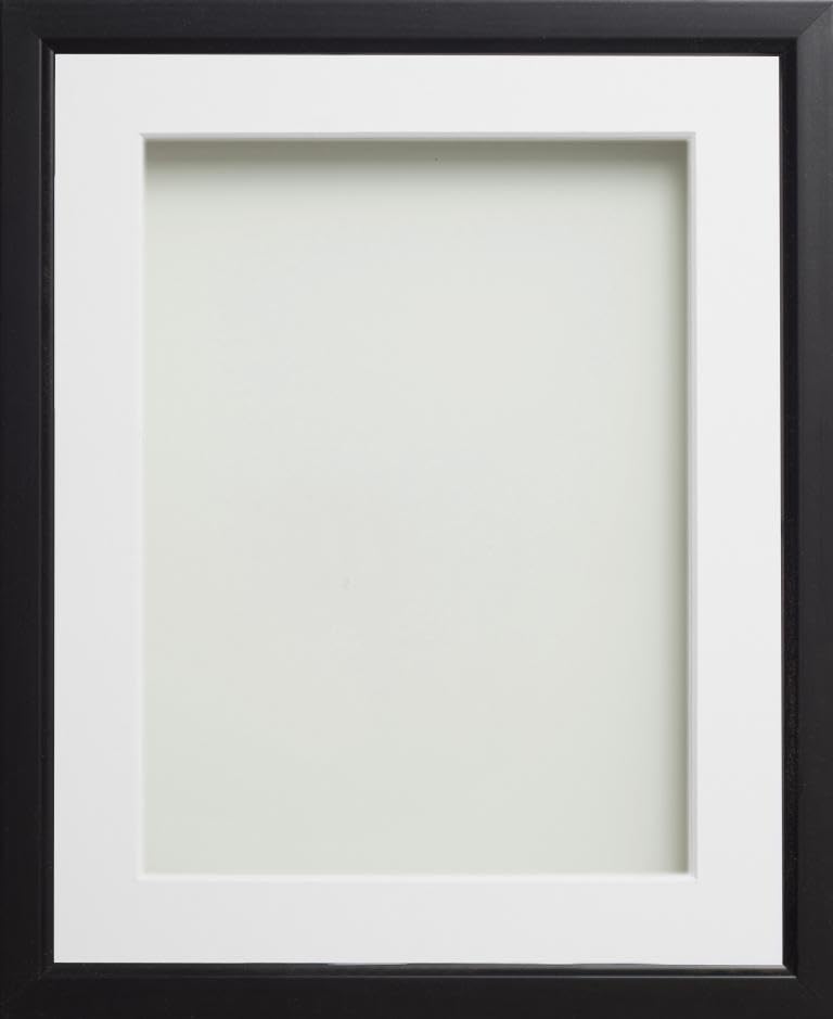 Frame Company Drayton Black Picture Frame with White Mount | 10x8 for 8x6 Image | Real Glass