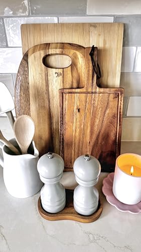 Tala Mill Rest for 2 Mills - Lacquered Acacia Wood | Protects Surfaces | Easy Clean 11
