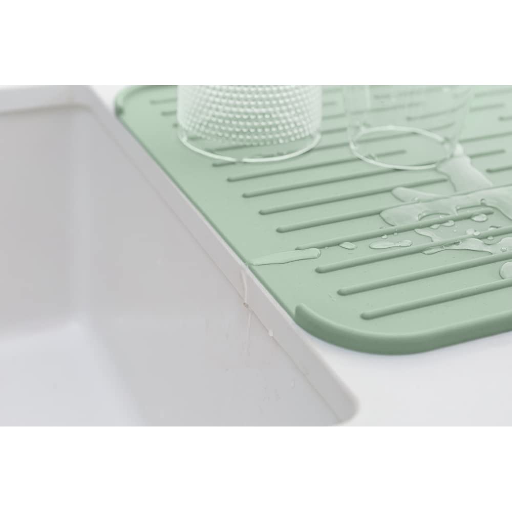 Brabantia Sinkside Silicone Dish Drying Mat with Rim | Jade Green | 33L x 44W cm 3