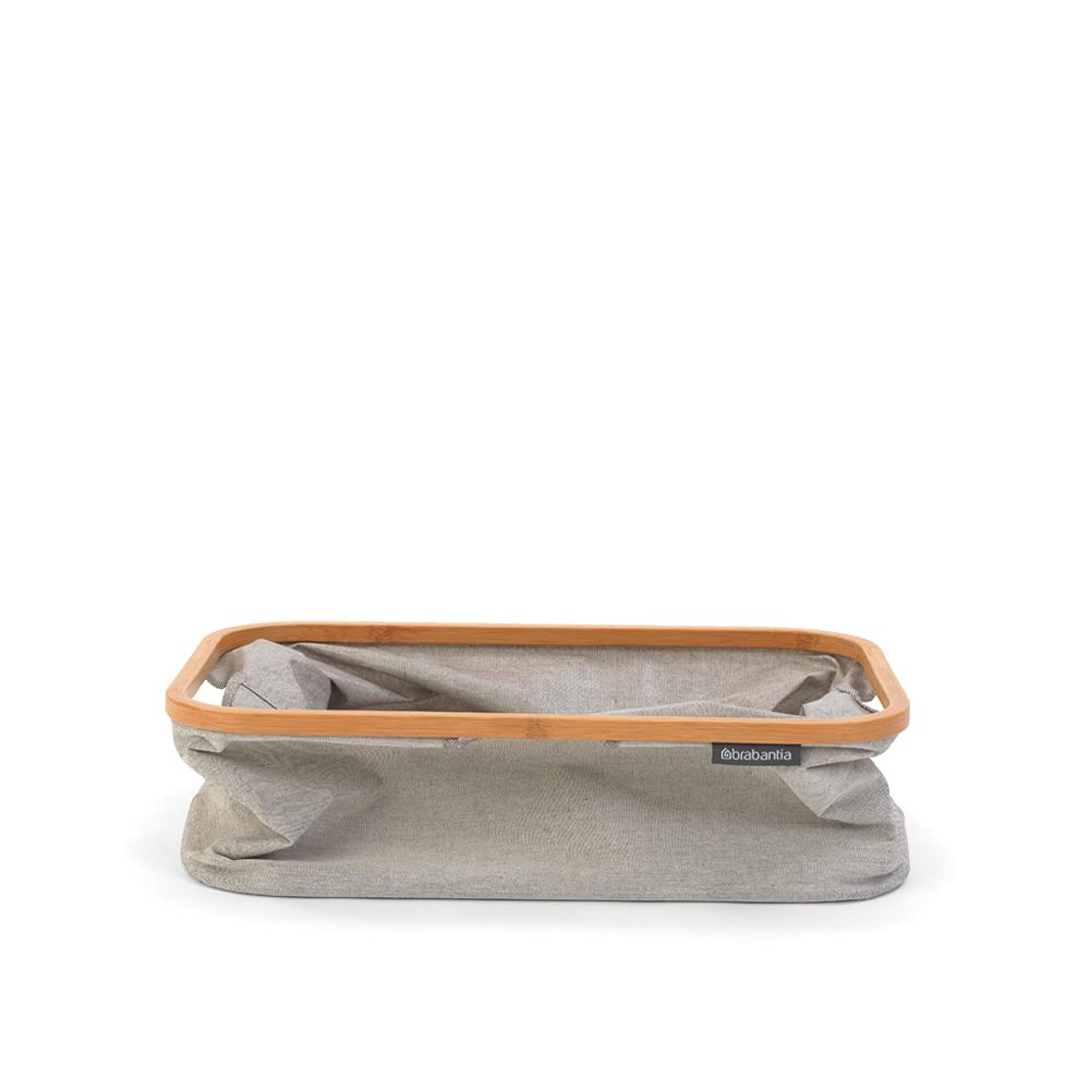 Brabantia Foldable Laundry Basket - 40L Capacity | Grey Fabric | Bamboo Handles 4