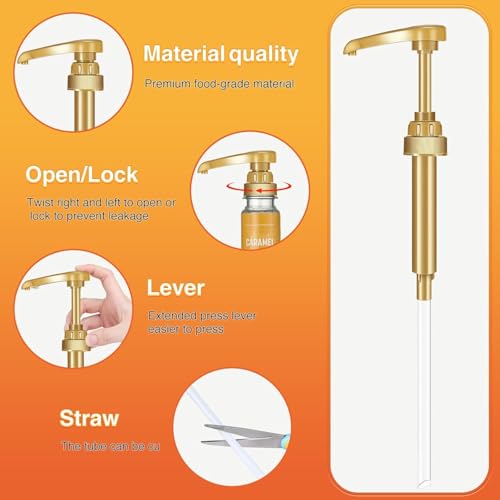 Seba Garden Gold Syrup Pump Dispenser for 750ml Bottles - Food-Grade Plastic, Pack of 2 2