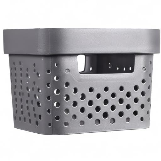 CURVER Infinity Dots Set of 4 Rectangular 4.5L Storage Boxes | 100% Recycled Resin | Dark Grey 10