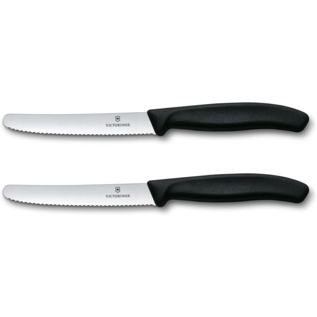 Victorinox Swiss Classic Bread Roll Knife Set - Serrated Edge, 11cm Blade | Set of 2 1