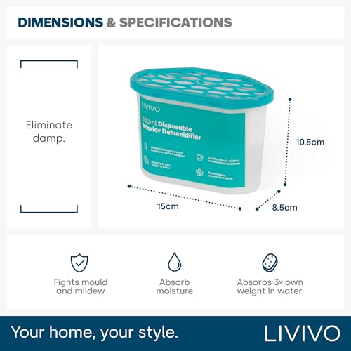 LIVIVO Disposable Dehumidifiers - 500ml Capacity, 10 Pack | Calcium Chloride Moisture Absorber 10