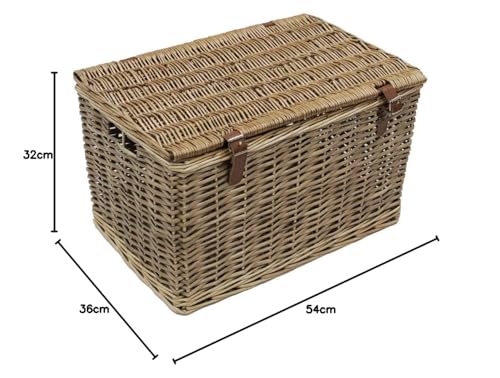 JVL Handmade Buff Wicker Storage Box with Faux Leather Straps | Large | 62L Capacity 11