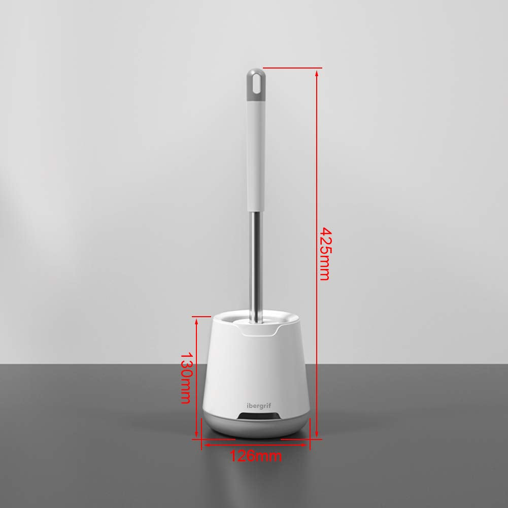 Ibergrif M34152 Silicone Toilet Brush and Holder - Deep Cleaning TPR Bristles | Drip Proof Holder 2