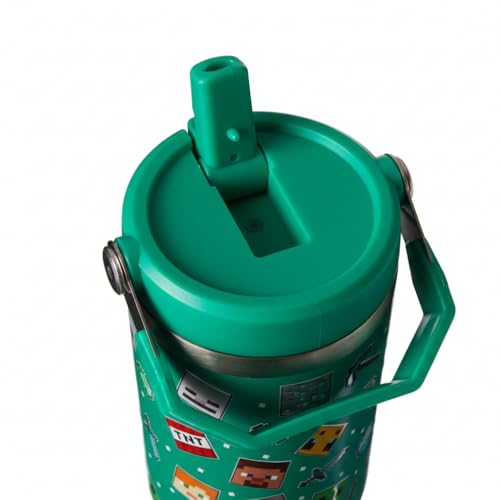 HOX Minecraft 900ml Thermal Travel Mug Water Bottle Tumbler - Leakproof Straw & Handle