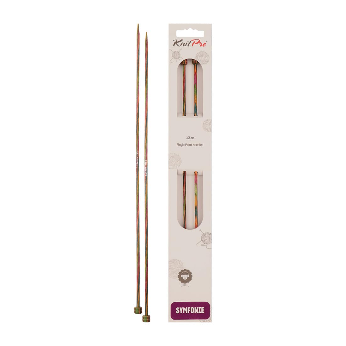 KnitPro Symfonie Single Pointed Knitting Needles - 3.25mm | 25cm Length | Birch Wood 1