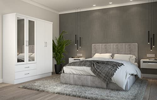 Seconique Nevada 4 Door 2 Drawer Wardrobe - White Gloss Finish | Composite Board & MDF 11