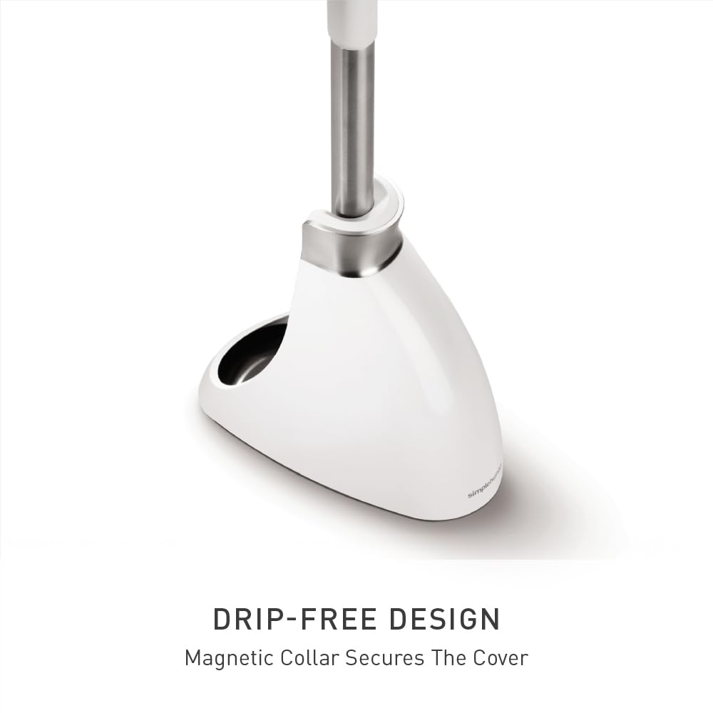 simplehuman BT1083 Toilet Brush with Holder - Stiff Outer Bristles | Drip-Free Magnetic Collar 3