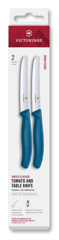 Victorinox Swiss Classic Breakfast Knife Set - Serrated Edge, Blue, Set of 2 | 11cm Blade 2