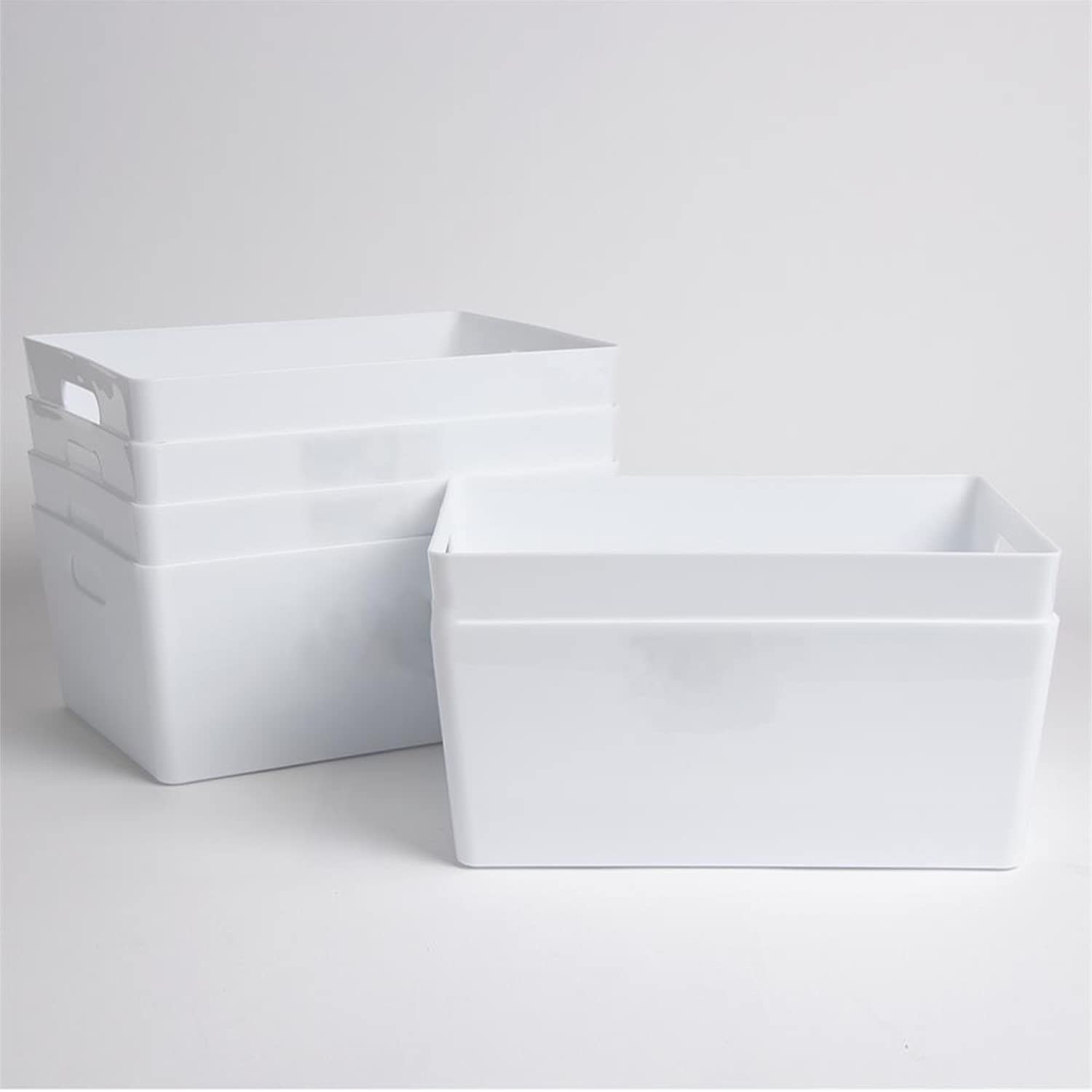 Niftii Plastic Shelf Baskets - 5 Pack Storage Bins with Handles | 3.9L Capacity | White 8