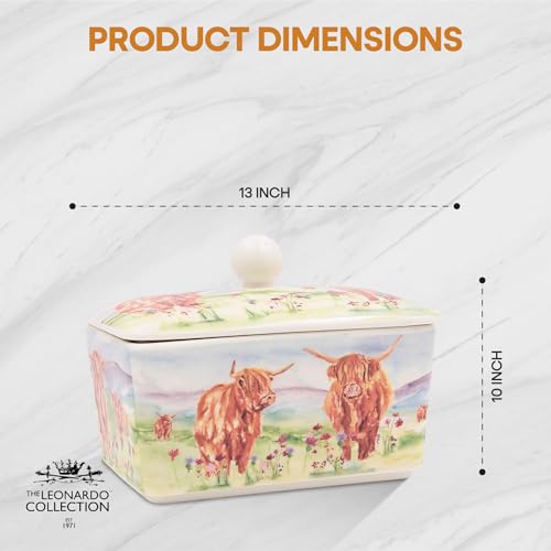 The Leonardo Collection Jennifer Rose Gallery Highland Cow Butter Dish | Fine China | Round 3