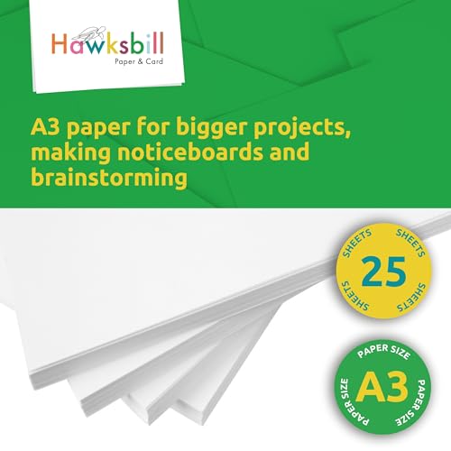 Hawksbill 225GSM A3 White Card Stock - 25 Pack Premium Smooth Cardstock for Arts, Craft, Office Printing 4