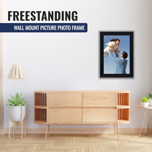 1ABOVE 6x8 Inch Black Ribbed Picture Frame | Freestanding & Wall Mount | Portrait/Landscape 3
