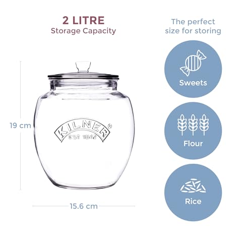 Kilner Universal Jar 2 Litre Glass Food Container with Push-Top Silicone Lid 2