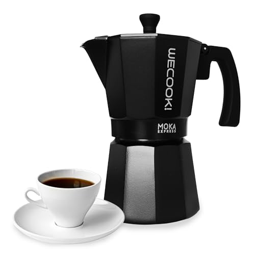 WECOOK! Bella Moka Pot Espresso Maker - Aluminum, 3 Cups | Black/White 3