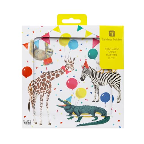 Talking Tables Safari Animal Themed Paper Napkins - 20 Pack | 33cm Luncheon Size | Recycled Paper 2