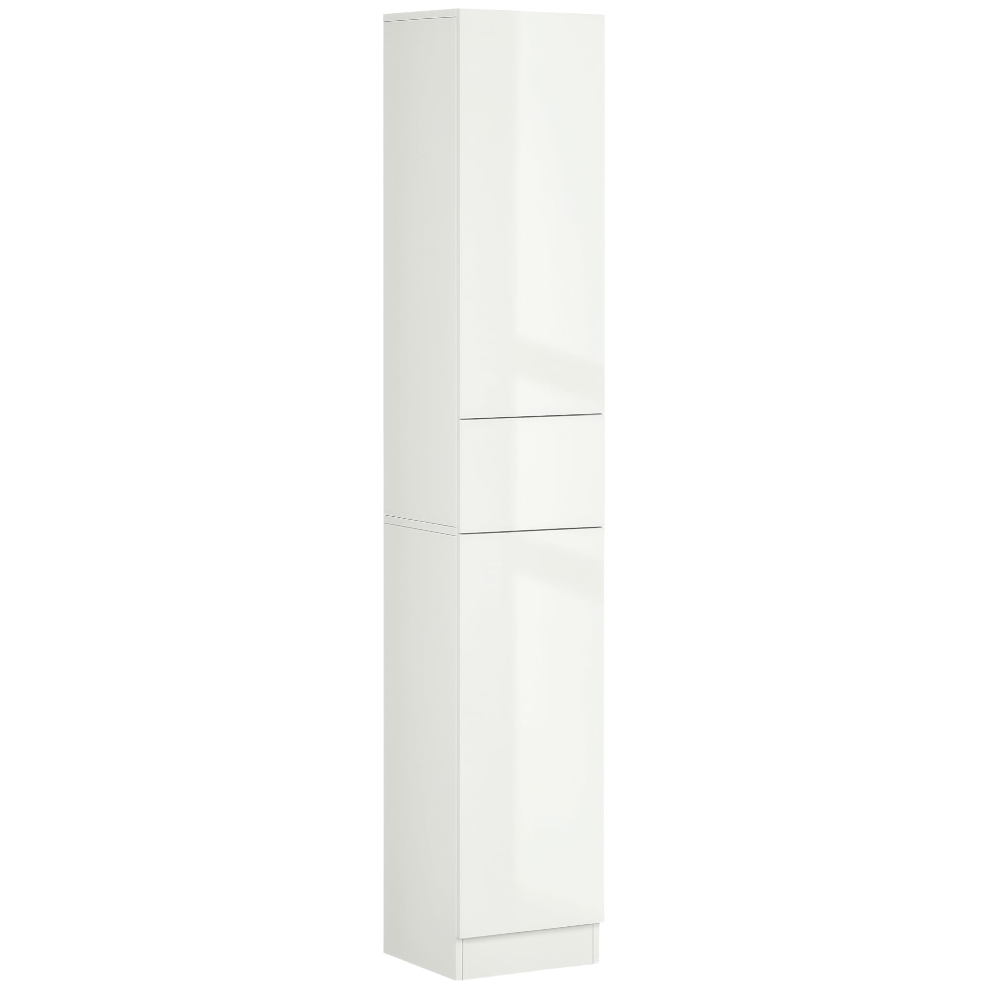 kleankin Tall Bathroom Cabinet - High Gloss Storage | Adjustable Shelves | 170H x 30W x 28Dcm 1