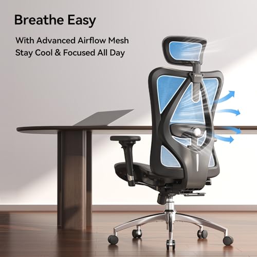 SIHOO M57 Ergonomic Office Chair Mesh Desk Chair with Adjustable Lumbar Support | Grey 5