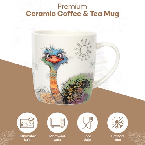 Lesser & Pavey Bug Art Oscar Ostrich Ceramic Coffee Mug | Fine China Design | 290g 3