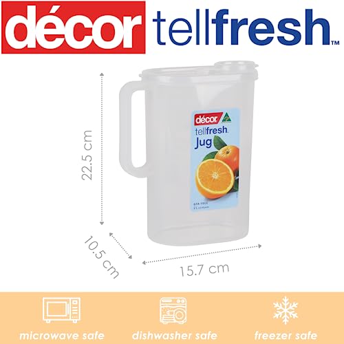 Décor Tellfresh 2L Water Jug with Pop Open Lid | Airtight Container | Graduated