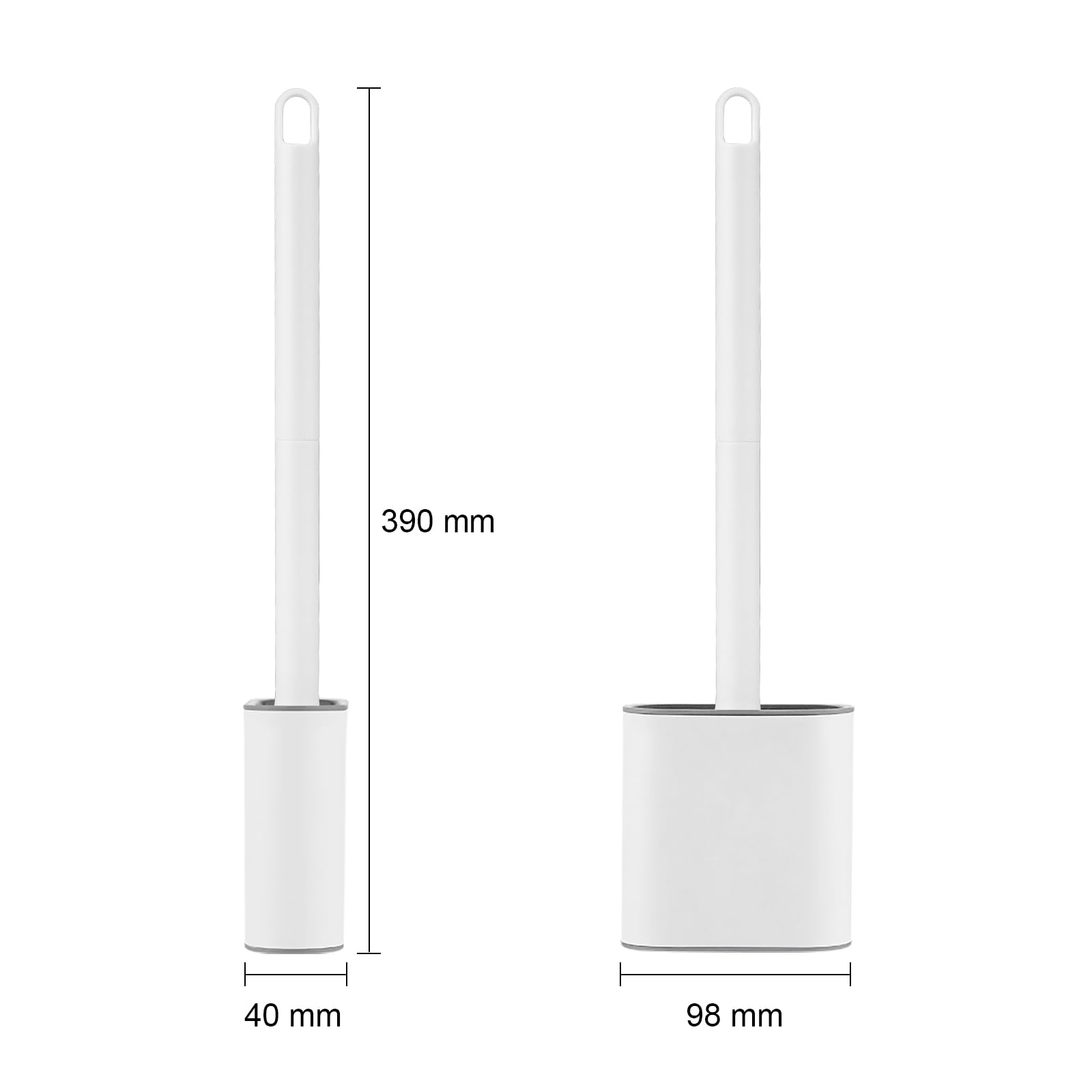 Ibergrif M34151-3 Silicone Toilet Brush & Holder - Quick Drying, Wall Mounted/Floor Standing, White/Grey 2