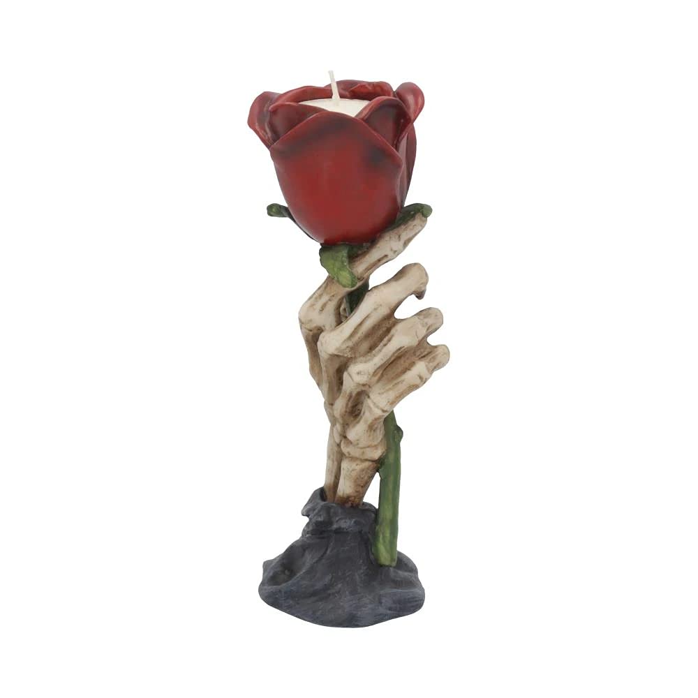 Nemesis Now Eternal Flame Skeleton Hand & Rose Tea Light Holder - Red Resin, 20.5cm 6
