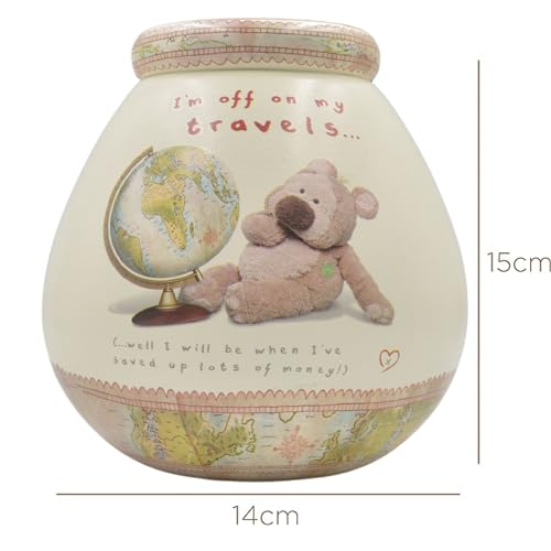 Pot Of Dreams Hand Painted Teddy with Globe Save and Smash Money Box | Ceramic | Holds £1000 in £2 Coins 2