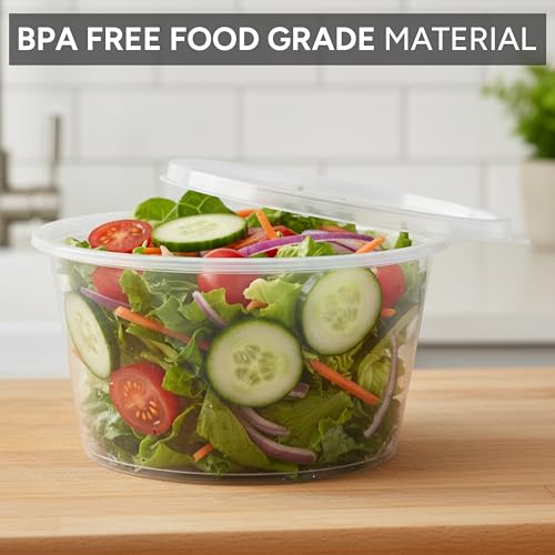 AVLASH 50 Pack 450ml (16oz) Round Stackable Plastic Food Containers with Lids | BPA-Free 4