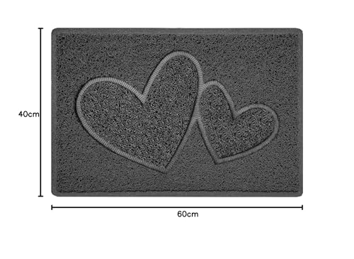 Nicoman Double Heart Doormat - Dirt Trapper, Washable, Quick Drying | 60x40cm Dark Grey 3