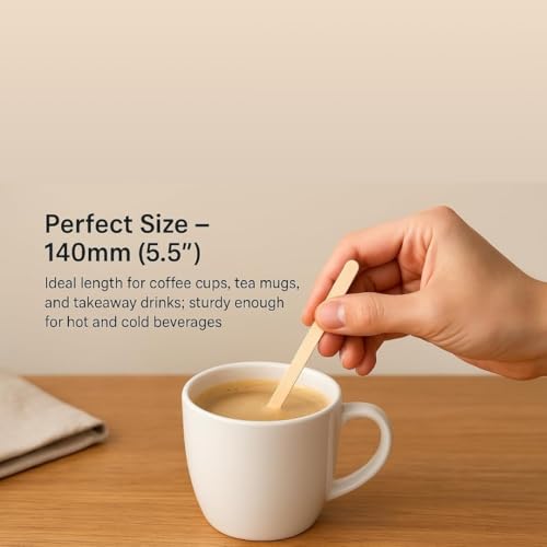 1ABOVE Wooden Coffee Stirrers - 200 Pack | 140mm (5.5") Eco-Friendly Birch Wood 4
