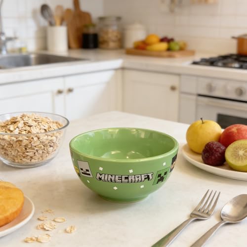 HOX Minecraft Ceramic Soup-Cereal Bowl - Officially Licensed Green Design | 14cm x 7cm 3