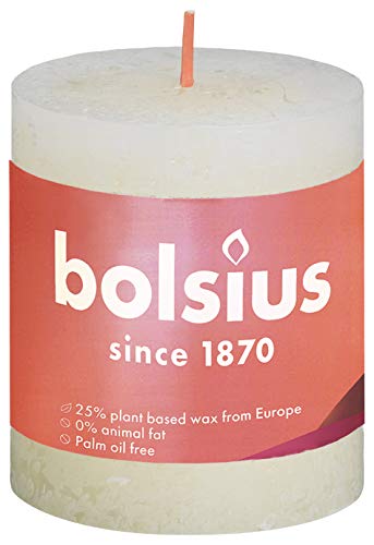 BOLSIUS Rustic Pillar Candle - Ivory | 4 Pack | 35 Hour Burn Time | Unscented