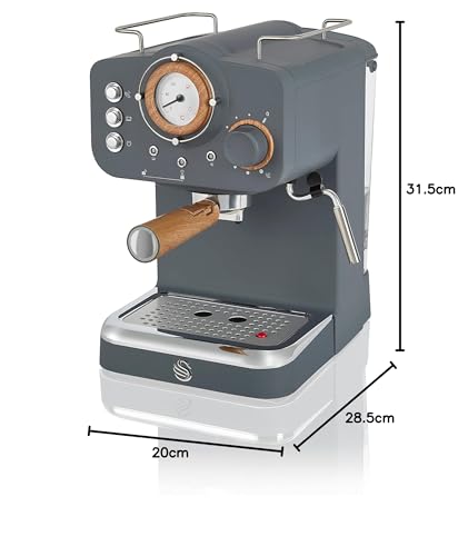 Swan SK22110GRYN Nordic Espresso Coffee Machine with Milk Frother | 1.2L Tank | ESE Pod Compatible 8