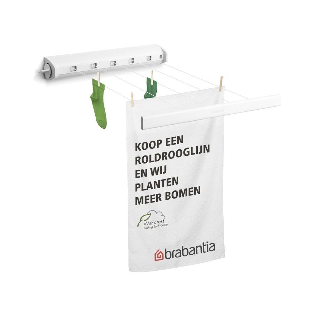 Brabantia Retractable Washing Line - 22m Drying Capacity | Indoor Use | White Metal 2