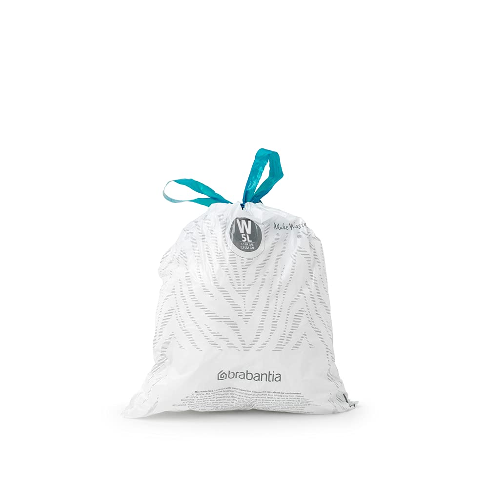 Brabantia PerfectFit Bin Liners - Size W 5L | Tear-Resistant Plastic Bags with Tie Tape | 40 Count, White 7