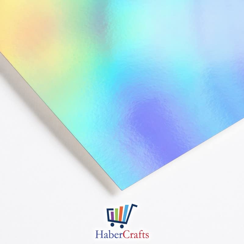 Habercrafts Holographic Card A4 Silver Rainbow 210gsm Metallic Paper | Pack of 10 Sheets 7