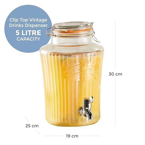 Kilner 5 Litre Vintage Glass Drinks Dispenser with Airtight Clip Top and Tap 2